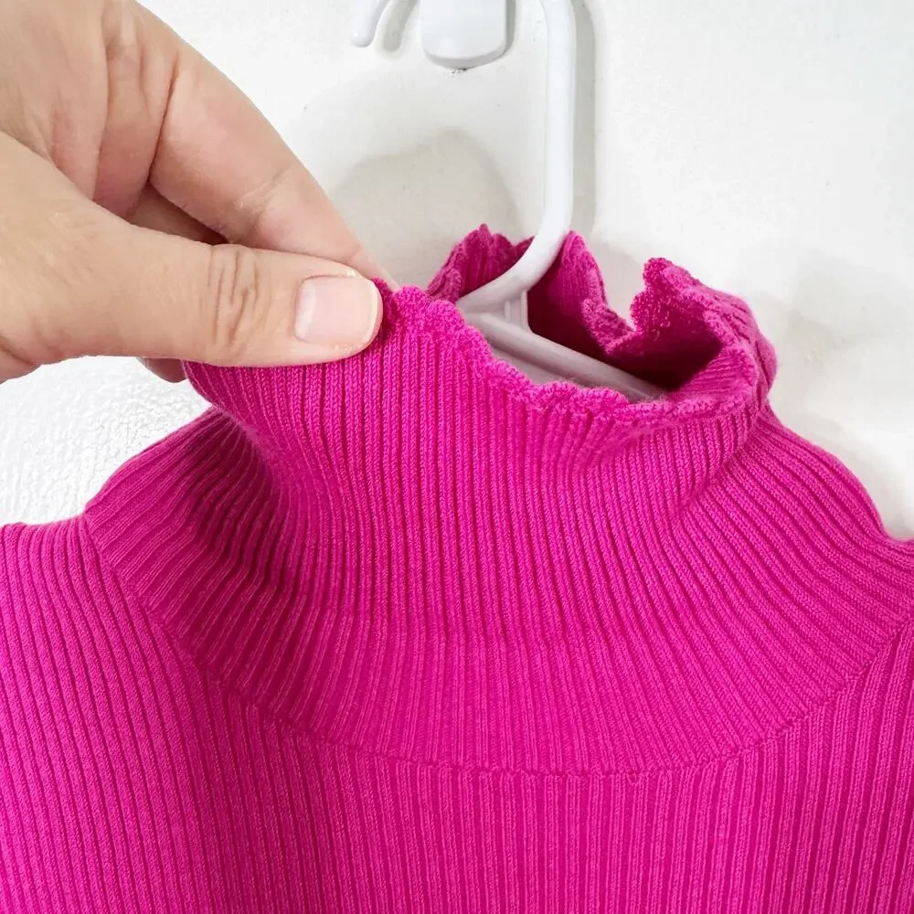 Lilly Pulitzer Lil Nora Turtleneck Sweater Hot Pink Ribbed 64450P 14 Kids' NWT